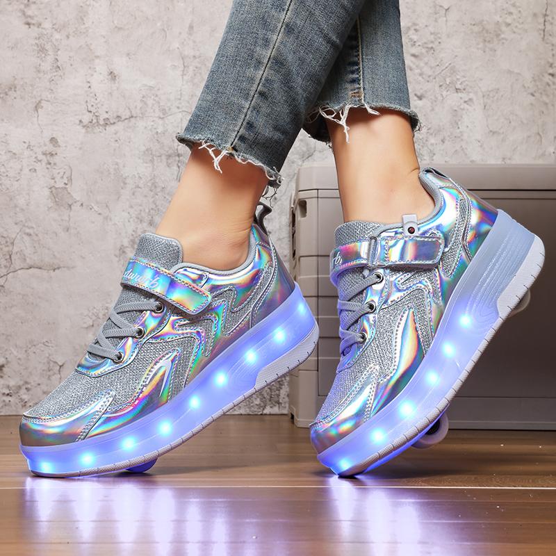 27-40 Kids's Lighting Sneakers Rubbing Shoes Boys's Shoes Solid Milky Patch Can Charging Lantern Shoes Glowing Sneakers with Charging