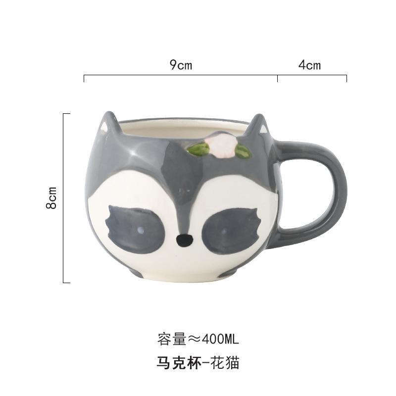 

Расписанная вручную керамическая кружка с изображением животных из мультфильмов, креативная чашка для завтрака, овсяного молока, послеобеденного чая, кофейной чашки, домашнего набора для питья, свадебного подарка