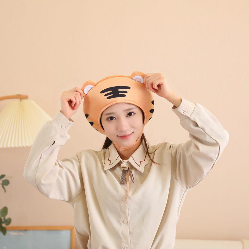 

Хэллоуин короткий принт король полосатый тигр капюшон шляпа, плюшевый капюшон, реквизит для фото, мультяшный капюшон 28*26CM0.1kg светло-коричневого