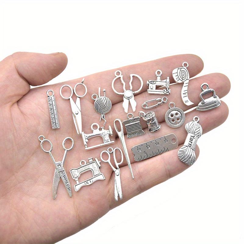 Tailor Tools Pendant DIY Alloy Jewelry Buttons 18pcs Mixed Sewing Collection Charms Antique Alloy Metal Scissors Pipe Yarn Knot Button