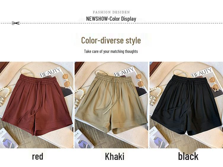 Summer Slimming Elastic Waist Wide-Leg A-Line Shorts