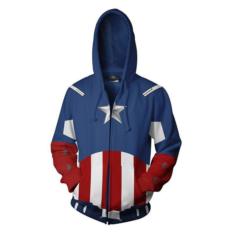 

Autumn Men s Captain America Zipper Hoodie Sweatshirt 5XL