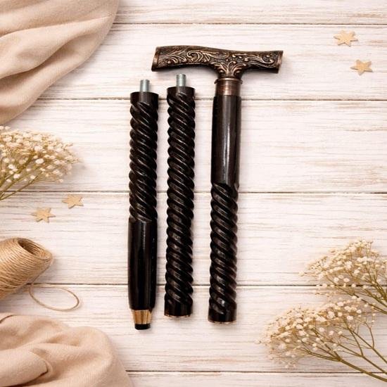 Engraved Brass Handle Walking Cane Victorian Style Gentleman s Cane