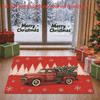 1pc, 2D Flat Printing, Christmas Vintage Red Truck Christmas Tree Snowflake Holiday Doormat | Non-Slip Machine Washable Polyester | Suitable for Entry