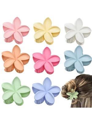 8PCS/SET Women's Frosted Flower Shape Non-slip Hair Claw Set Stylish Holiday Style Thick Hair Thin Hair Suitable for Gift Casual