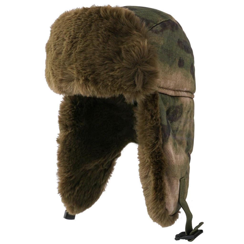Men's Winter Camouflage Plush Lei Feng Hat with Ear Protection - Windproof Pilot Motorcycle Cap