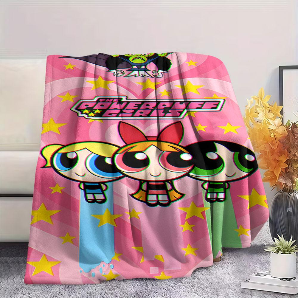 Powerpuff Girls Cartoon Printing Flannel Blanket Bedroom Sofa Camping Warm Blanket Gifts for Family and friends-MJ011