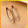 Womens French Style Flat Shoes With Bow Detail For Daily Office And Casual Wear