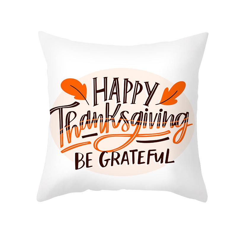 Autumn Harvest Thanksgiving Cushion Cover New Arrival Turkey Pumpkin Peach Skin Printed Cushion