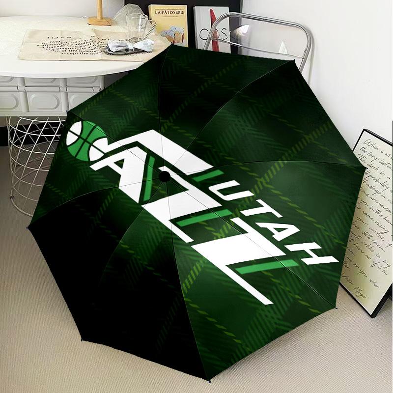 Jazz Basketball Team Umbrella Folding Umbrella, Automatic Umbrella 8-Frame for Travel, Camping Use Gift for Halloween Christmas