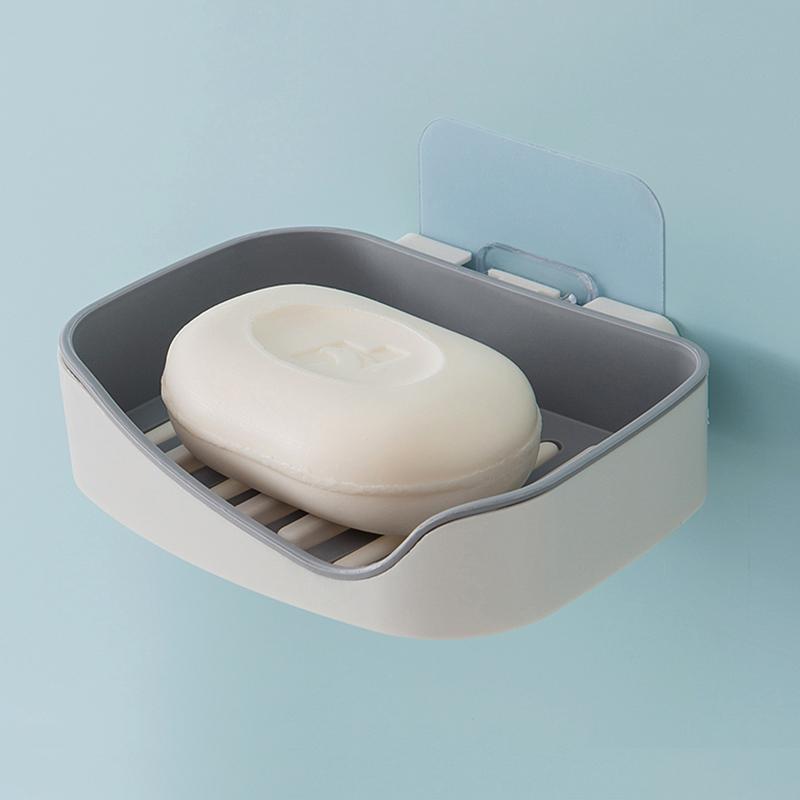 

Держатель для мыла Набор аксессуаров для ванной комнаты Сливная полка Мыльница Настенная двухслойная подставка для мыла Стеллаж для хранения губки для мыла