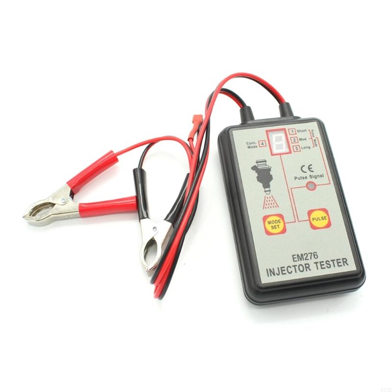 37JE EM276 Auto Injector Tester 4 Pluse Modes & Vehicle Fuels Injector FlushCleaner Adapters DIY Kit Car Cleanings Tool