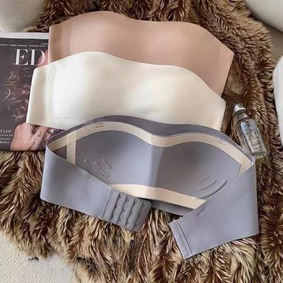 Reggiseno intimo senza spalline monopezzo per donna, reggiseno a tubino invisibile senza cuciture, senza anello in acciaio, reggiseno estivo sottile