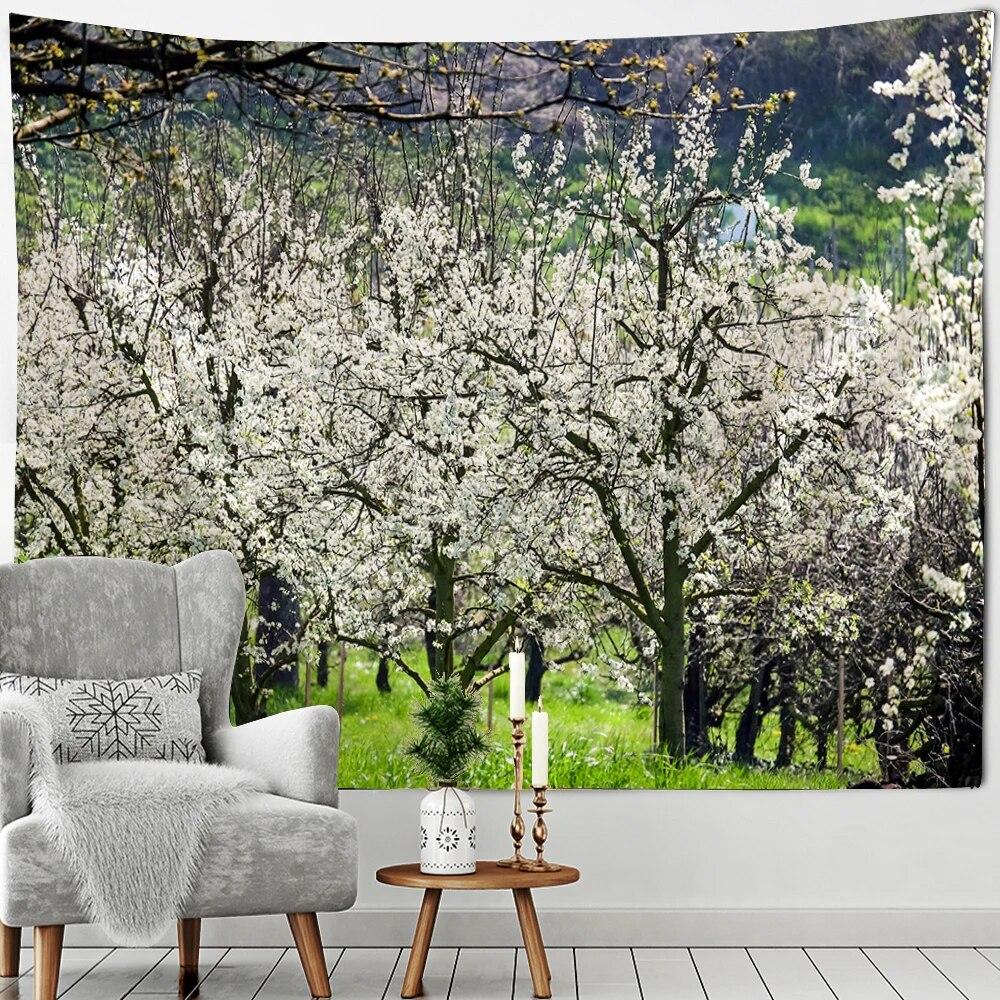 Beautiful Mount Fuji Sakura Pagoda Landscape Wall Hanging Tapestry Decorative Art Suitable for Living Room Room Home Decor