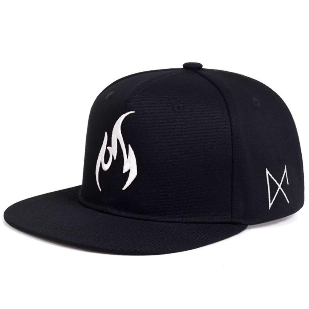 Flame Embroidery Baseball Caps Polyester Snapback Baseball Hat Unisex Punk Hat  Street Dance