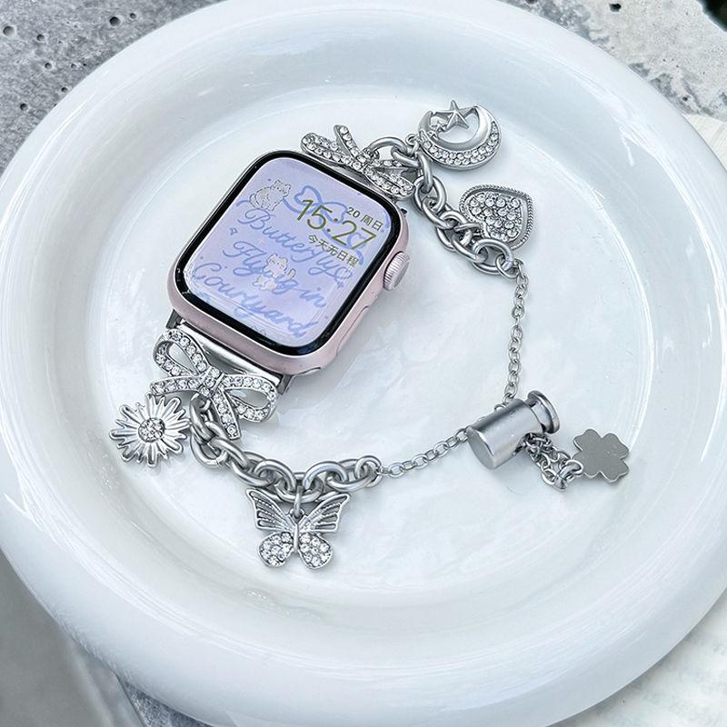 Butterfly Diamond Bracelet Compatible with iWatch Strap 38mm 40mm 41mm 42mm 44mm 45mm 49mm Fashionable Handmade Strap