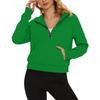 Women Fashion Long Sleeve Hooded Sweatshirt Casual Loose Fit Zipper Pocket Solid Color
