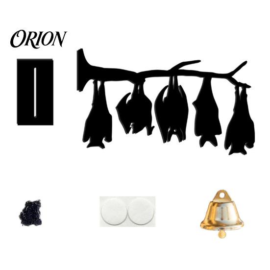 Festival Gift for Halloween Hanging Wall Decor, Matte Black Dead Branch Bat Silhouette Ornament Decor with Metal Bell, Easy Install Indoor Outdoor