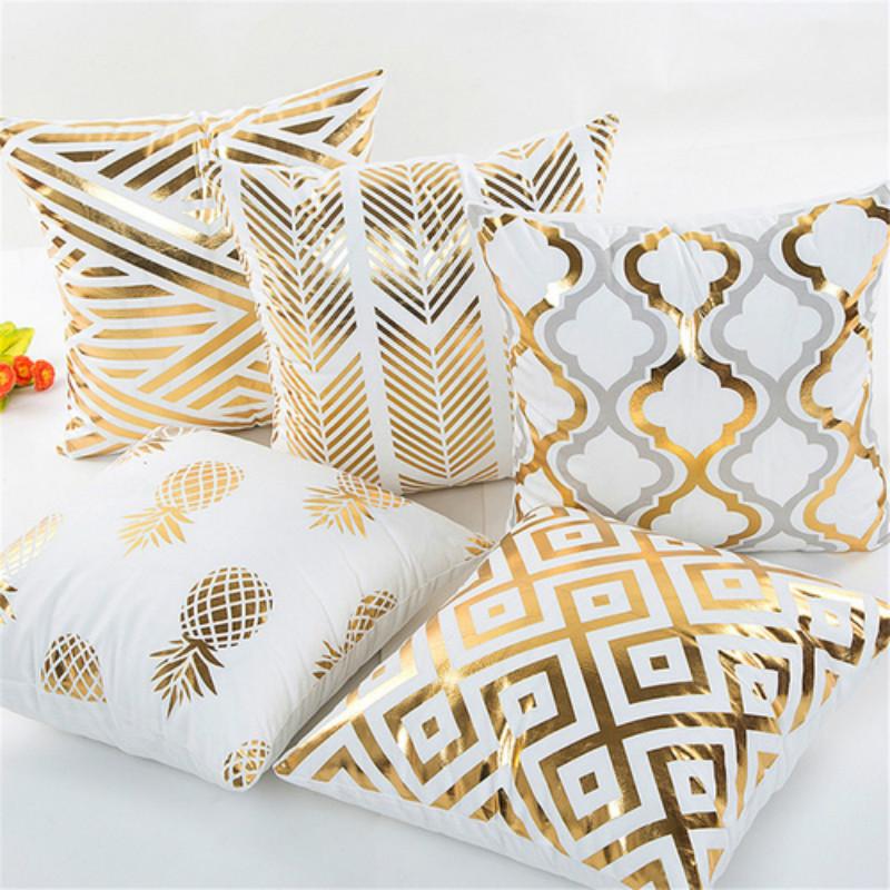 gold geometric pillow