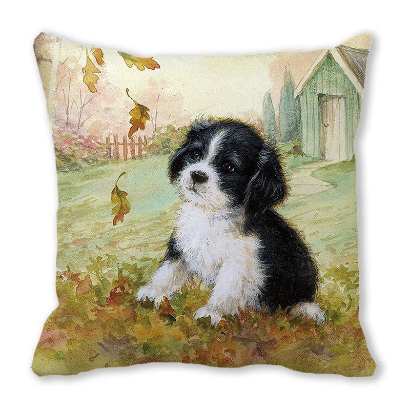 Pernă de canapea cu aspect de piele de piersică, model Crăciun Fericit, pisică și animal - ZT422