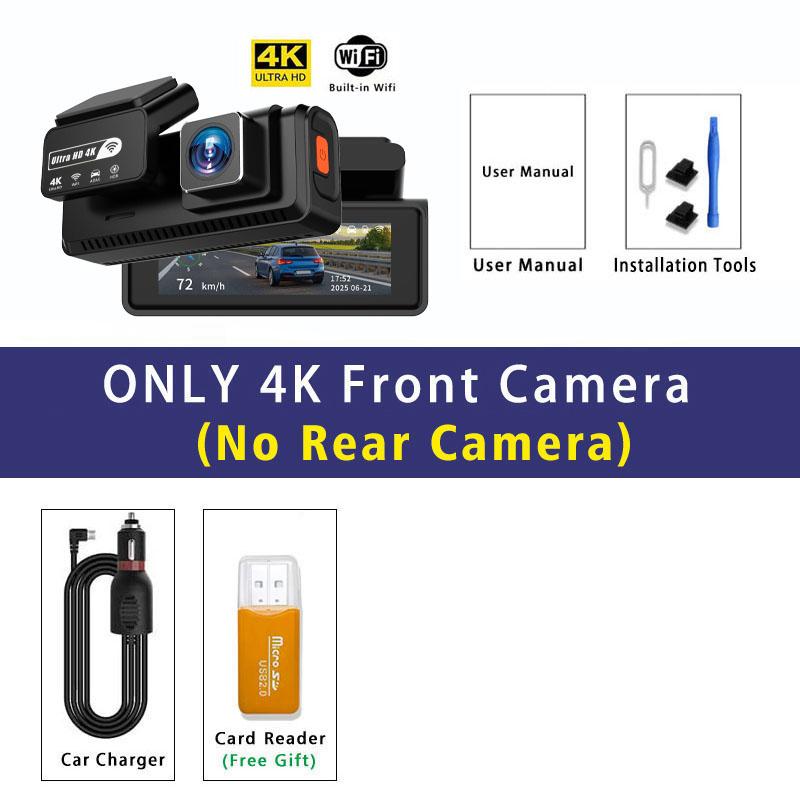 

ADAS Dash Cam 4K+2.5K GPS WIFI 24H Night Vision Mini Optional Rear Lens Dashcam Car DVR Video Recorder Camera For Car Black Box AL57-No Rear Cam