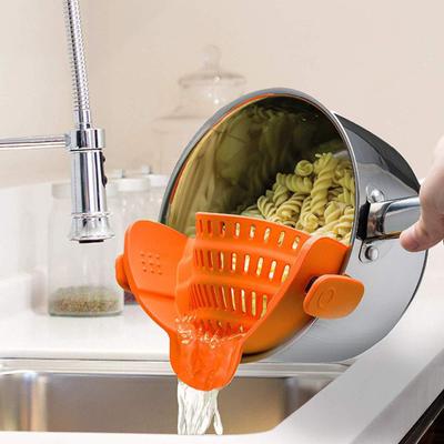 New Wide Mouth Silicone Drain Pot Edge Drain Household Noodles Vegetable Pouring Filter Anti Spill and Leak Filter Kitchen Supplies