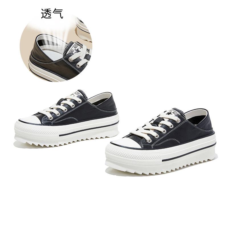 Wulacao pigskin insole first layer cowhide white shoes spring new thick-soled heightening shoes women wear two women s shoes 35 чёрный 5960₽