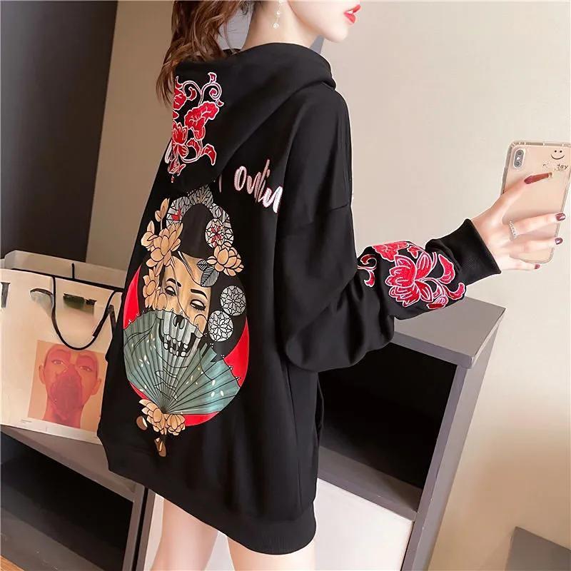 

Зимние толстовки женские толстые флисовые пуловеры с цветочной вышивкой в ​​китайском стиле женские толстовки черный спортивный костюм розовая белая спортивная рубашка женская верхняя одежда M чёрный