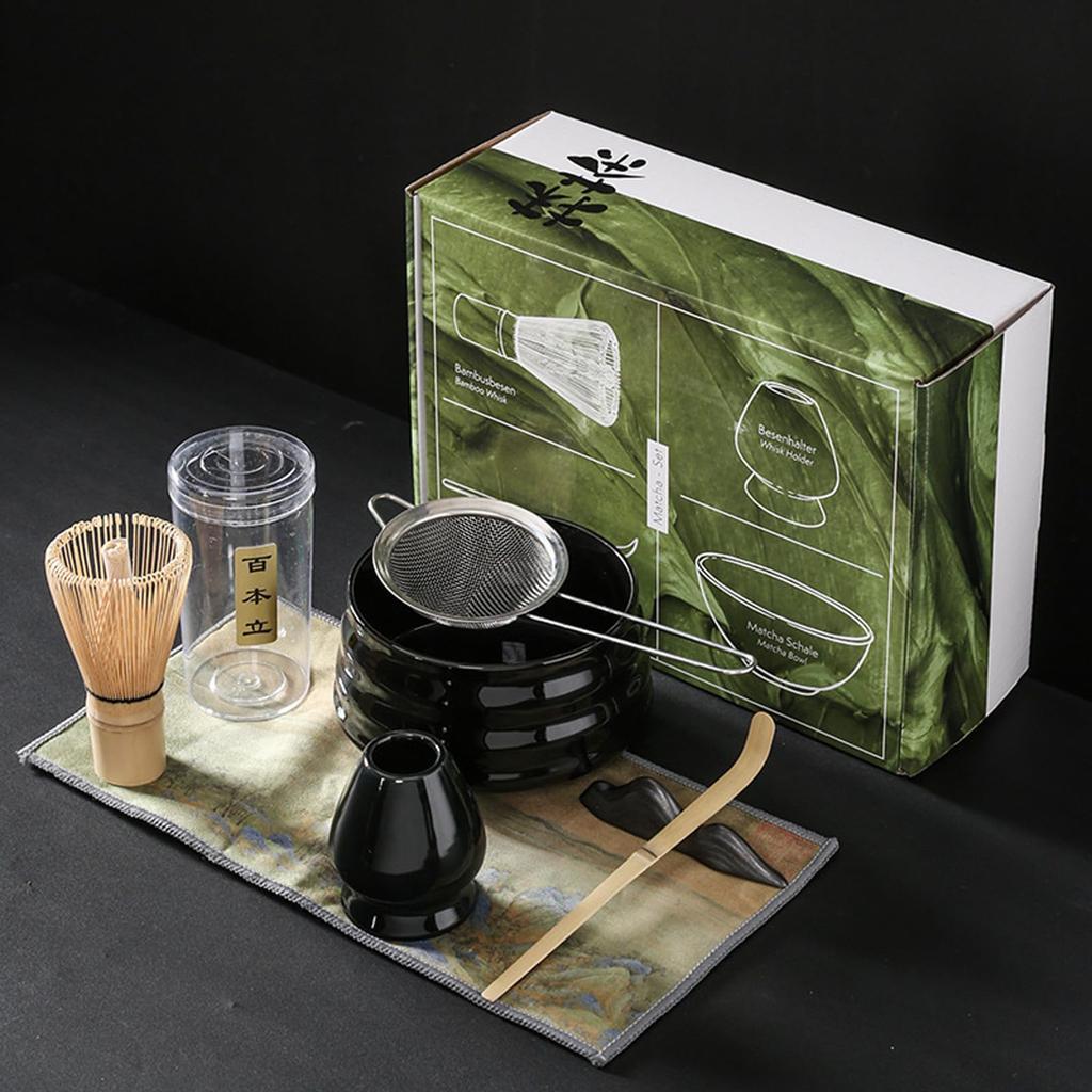 Yoseka Matcha Tea Bowl Tea Ceremony Set for Includes Bamboo Tea Chasen Chashaku Tea and Matcha Tea Bowl Set, 7-Piece Beginners, 100-Standing Whisk,