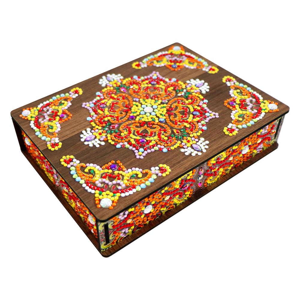 Classic Mandala Diamond Painting Jewelry Box DIY Special Shaped Drill Wood Case