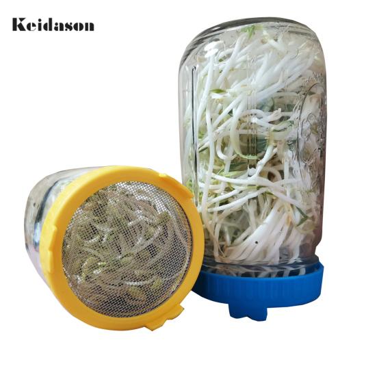 Durable Fine Holes Bright Color Sprout Lid Mason Jar Plastic with Stainless Steel Screen for Household