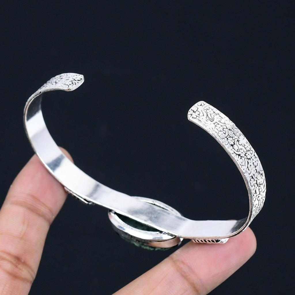 Oval Kambaba Jasper Gemstone Anniversary Trendy Sister Wedding Bangle 925 Silver