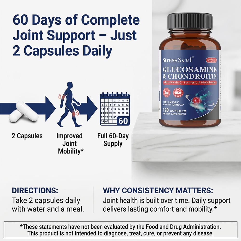 Glucosamine And Chondroitin Supplement, With Vitamin C, Turmeric, Black Pepper