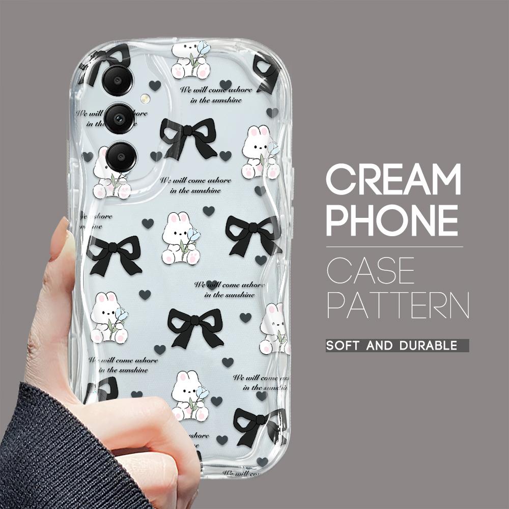 Cute Cartoon Pattern Cream Texture Casing Wavy Edge Soft Silicone Cover Phone Case for Samsung