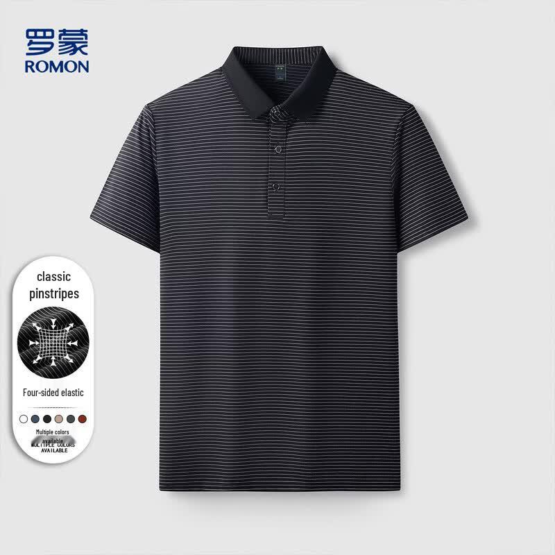 Luo Meng Men s Short Sleeve Striped Polo Shirt M