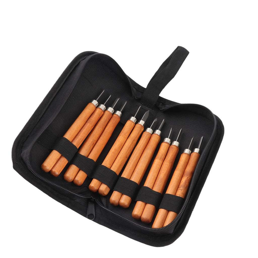 12 PCS Wood Carving Hand Chisel Tool Set High Hardness Complete Tools Guitar Repair Tools with 2 Whetstone for