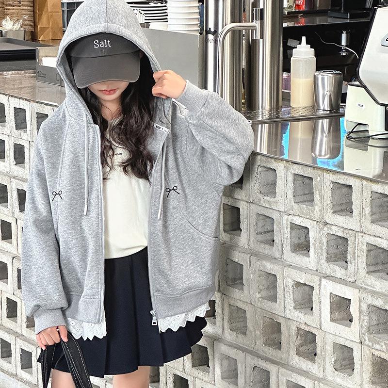 

Trendy Girls Hooded Jacket - Spring/Autumn 2025 Fashionable Cardigan for Kids 140 cm