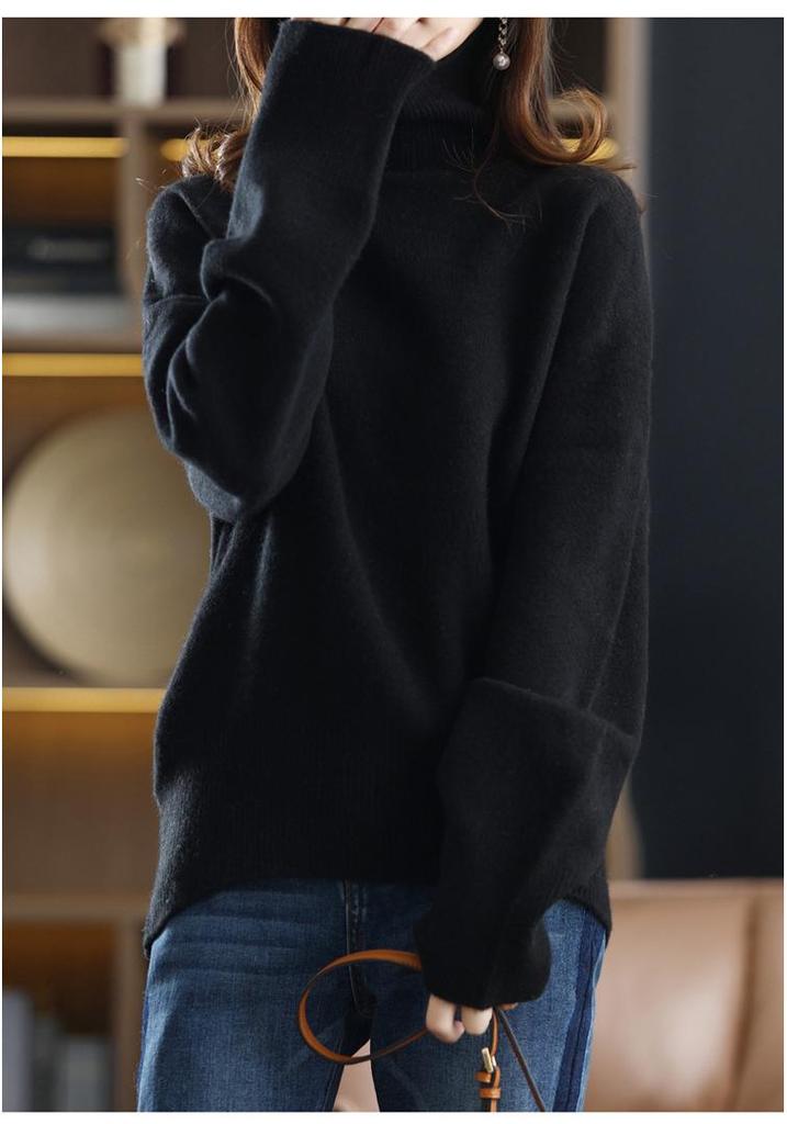 Plus Size Wool Sweater for Women - Autumn/Winter Collection, Lazy Style, Loose Fit, Slimming, Versatile Fashion Base Layer