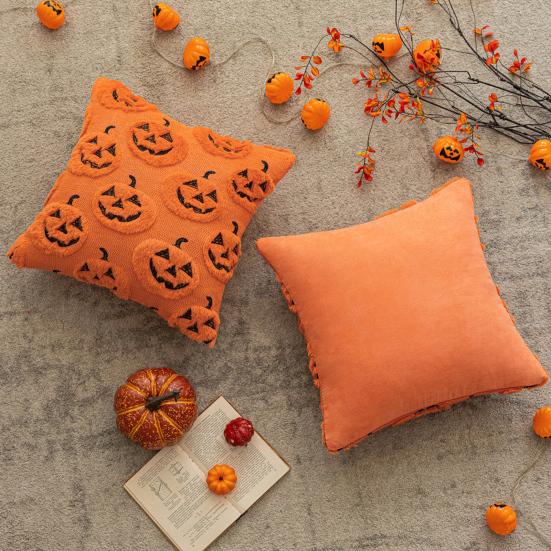 Decorative Pillow Case Ghost Pumpkin Cat Pattern Pillow Cover Removable Easy To Clean Washable Throw Pillow Case