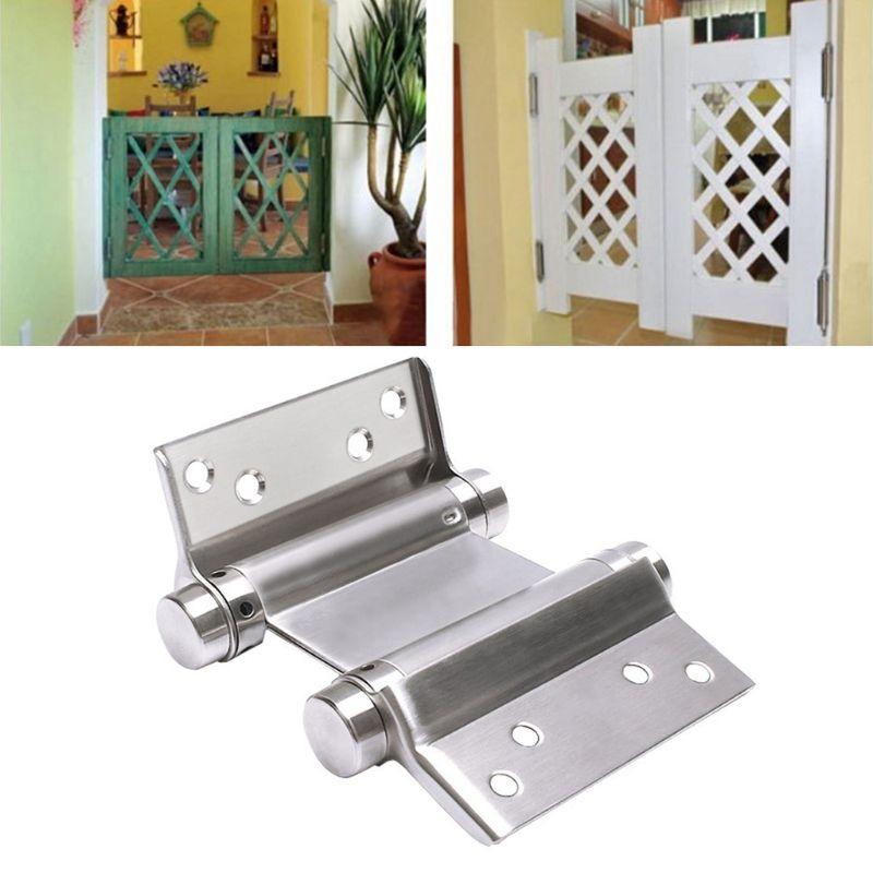 Stainless Steel Two-Way Free Door Hinge Cowboy Door Fence Dedicated Hinge 4 Inches Double Open Spring Hinges