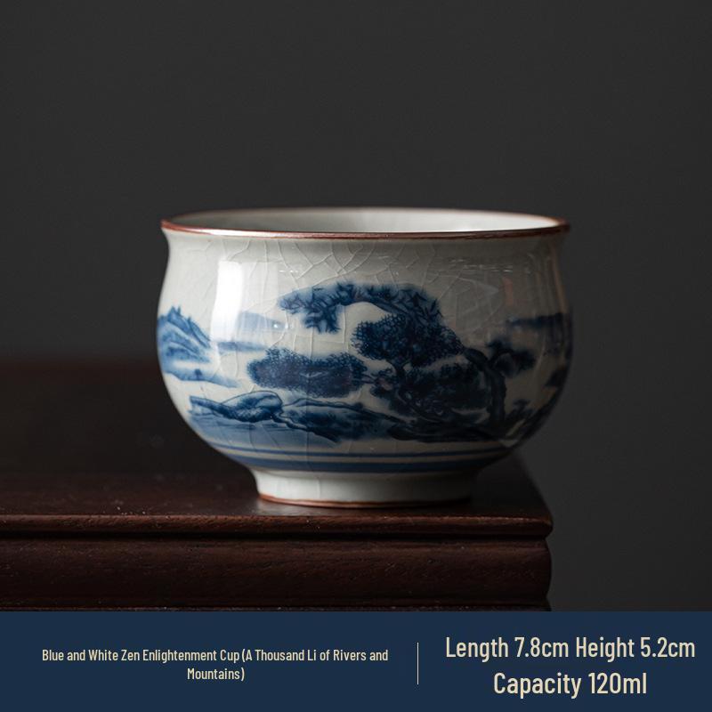 Vintage Blue & White Ceramic Tea Cup – Antique-Style Personal Kung Fu Tea Tasting Cup Gift