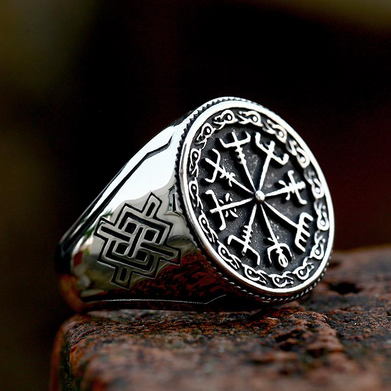 

BEIER 2022 New Design Viking Runes Compass Stone Ring Nordic Viking Totem Odin Meteorite Fashion Jewelry Wholesale 14