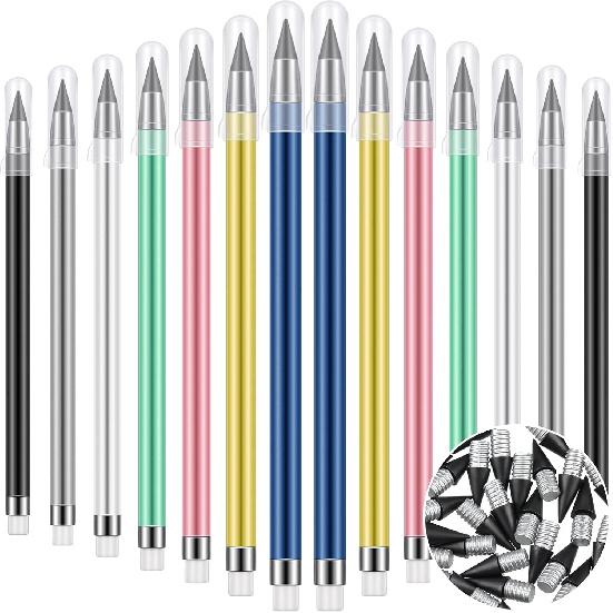 Teling 50 Pcs Infinite Forever Pencils Inkless Eternal Everlasting Pencil with Eraser Graduation Gift Included 20 Colorful Forever Pencils with 30