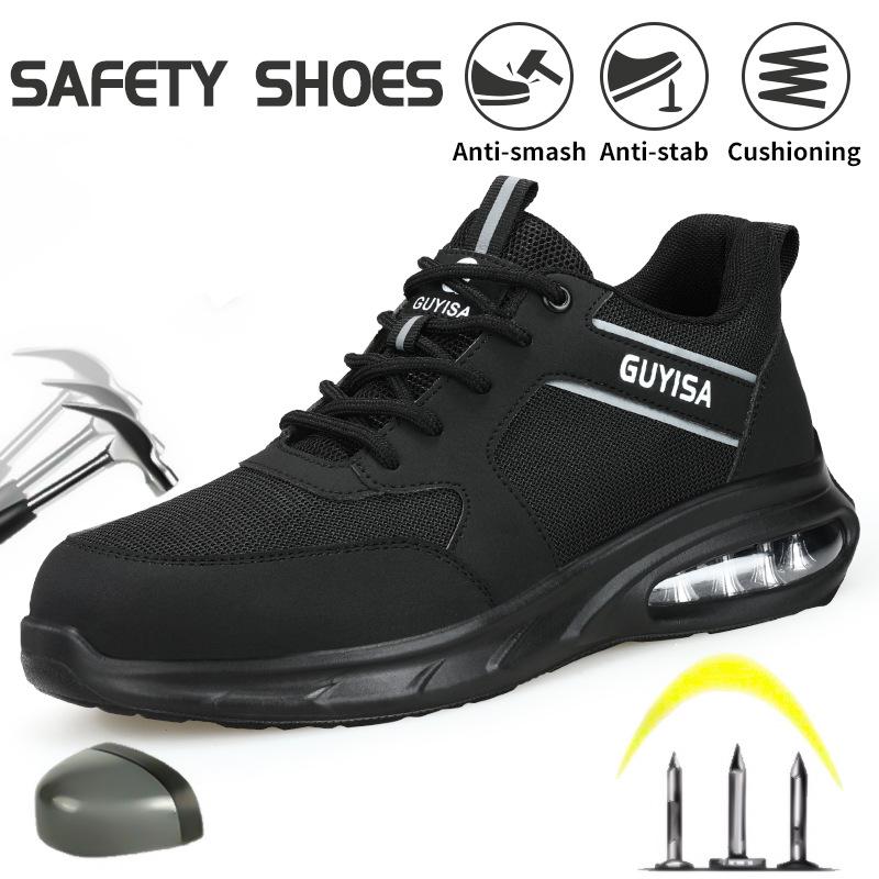 Men's Safety Shoes: Anti-smash, Anti-puncture, Oil-resistant, Wear-resistant - Ideal for Construction & Fashionable Workwear.