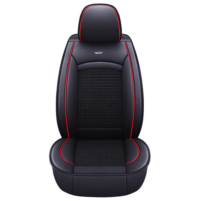 H8 Leather & Ice Silk Universal Car Seat Cover: Cartoon Design for All Seasons