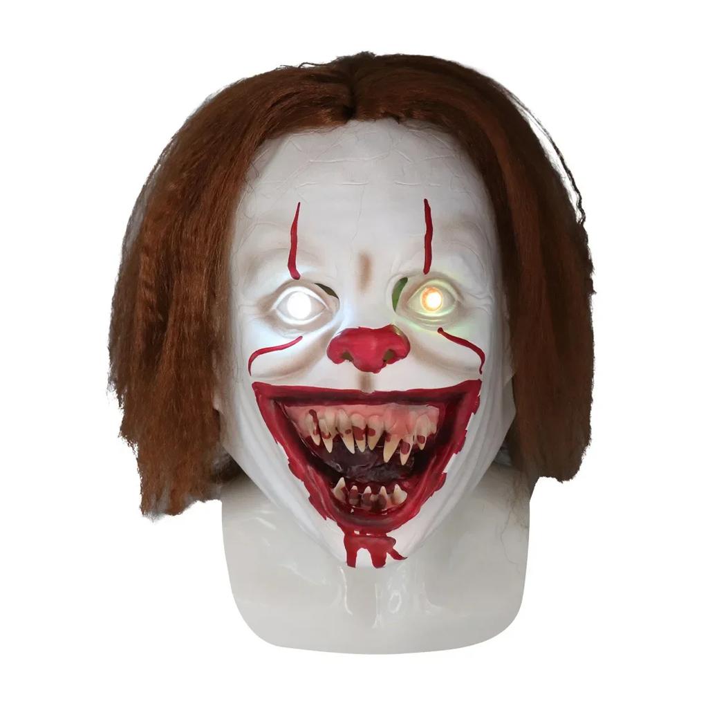 Joker 2 Latex Glow Cosplay Mask Horror Halloween LED Wig