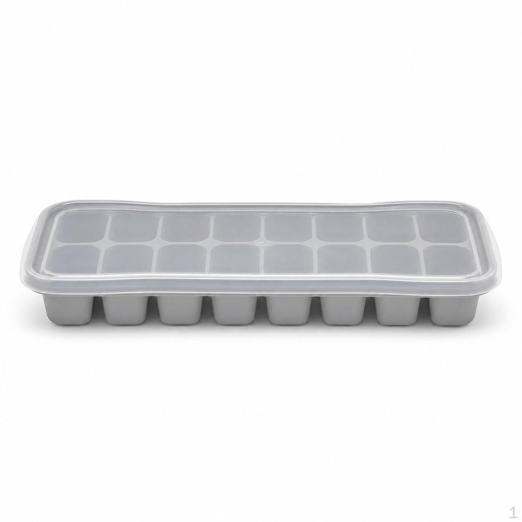 Large Capacity Ice Cube Tray with Lid, FoodGrade Silicone/PP Mold for Home and Commercial Use,