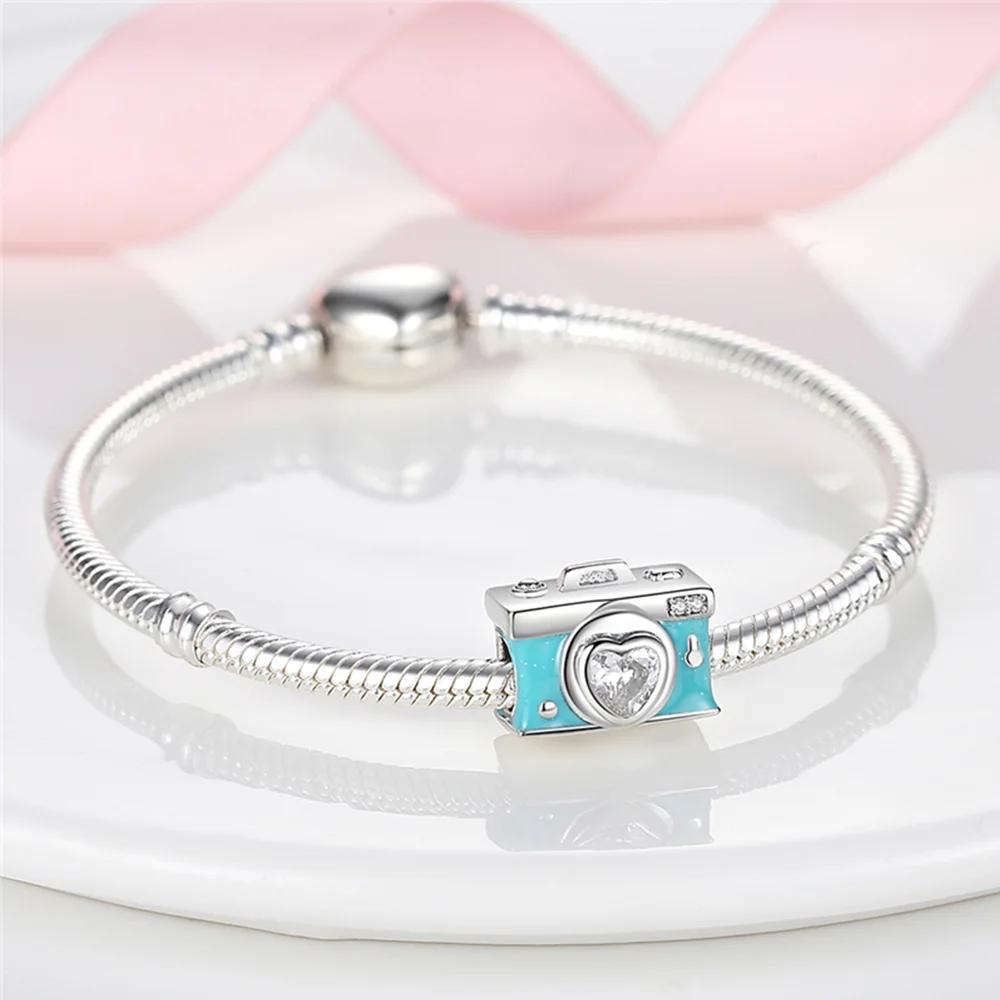 Decorative Beads Plata Originales Blue Series Beads For Charms Real Copper Bracelet Beads Jewellery Making Women'S Gift Idea