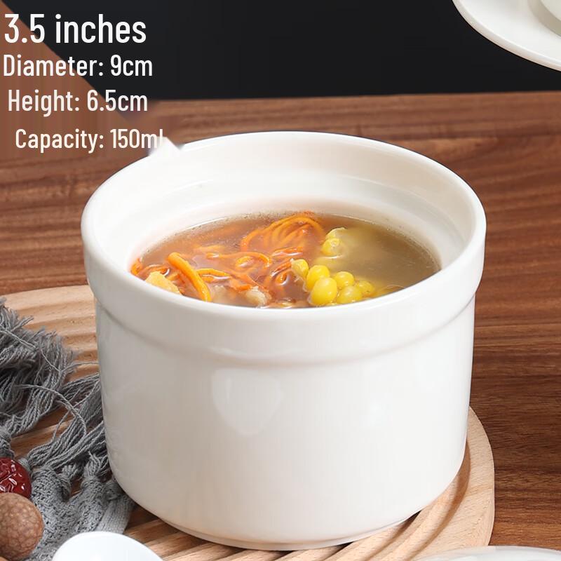 Zhaoran 3.5-inch Pure White Ceramic Stew Bowls (Set of 10)