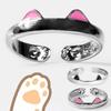 2Pcs Cute Cat Rings for Women Girls Adjustable Cat Ears Paw Animal Finger Ring Couple Cartoon Little Cat Kitten Gift Jewelry